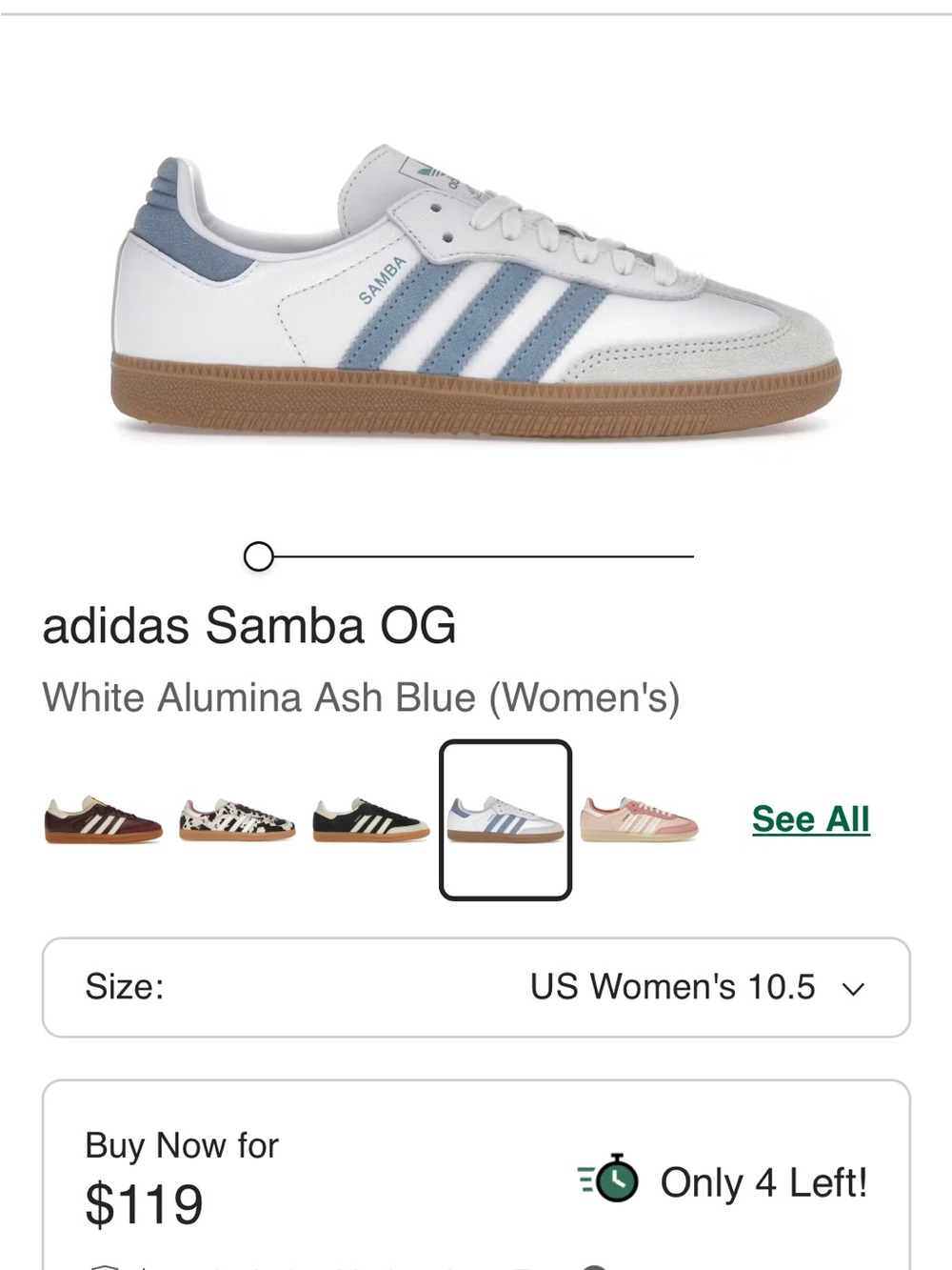 ADIDAS SAMBA OG Women's Sneakers - White & Ash Blue